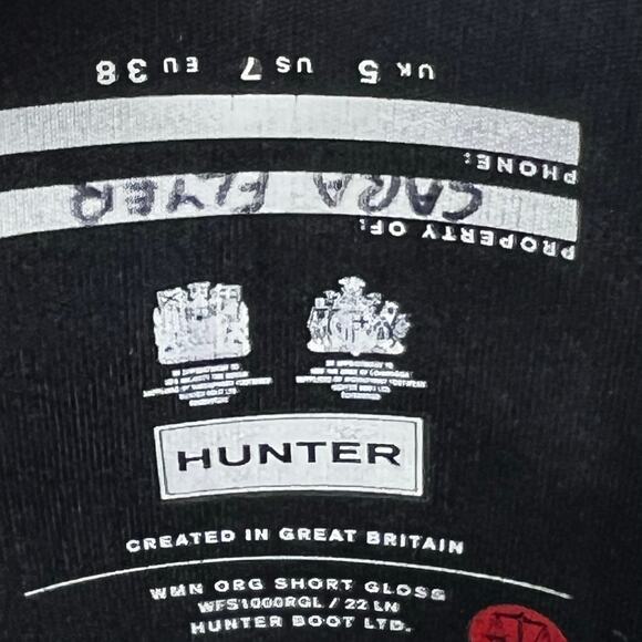 Hunter Original Short Black Gloss Waterproof Rain Boots Comfortable Black Size 7 - Picture 8 of 11